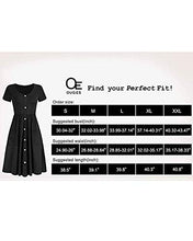 Load image into Gallery viewer, OUGES Women's Long Sleeve V Neck Button Down Midi Skater Dress with Pockets(Blue,M)