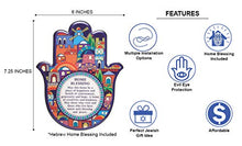 Load image into Gallery viewer, A&S Mezuzot Hamsa Wall Decor Evil Eye Charm Protection Amulet Home/Business Good Luck Charms in English/Hebrew Blessings (Multi Color Jerusalem, English Blessings)