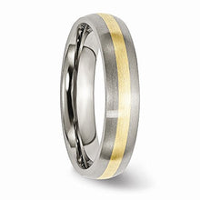 Load image into Gallery viewer, ICE CARATS Titanium 14k Yellow Inlay 5mm Brushed Wedding Ring Band Size 7.00 Precious Metal Fine Jewelry for Women Gifts for Her