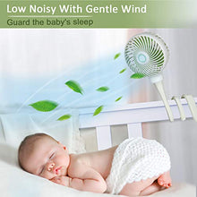 Load image into Gallery viewer, Anpro Stroller Fan for Baby - Portable Baby Fan Clip on Stroller/Crib with Flexible Stand, Car Seat Fan 3000 mAh Rechargeable Battery Operated USB Personal Desk Fan, White