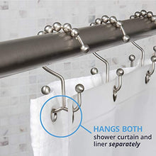 Load image into Gallery viewer, Maytex Metal Double Roller Glide Shower Curtain Ring/Hooks, Brushed Nickel, Set of 12