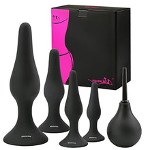 Load image into Gallery viewer, Hisionlee Sexy Toys 4PCS Anal Plug Set Silicone Anal Butt Plug Adult Sex Toys for Women,Men and Beginners(Black)