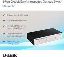Load image into Gallery viewer, D-Link Ethernet Switch, 8 Port Unmanaged Gigabit Metal Fanless Desktop Plug n Play (GO-SW-8GE)