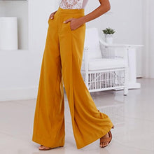 Load image into Gallery viewer, GoodLock Women High Waist Pants OL Loose Stretch Wide Leg Long Pants Palazzo Trousers (Yellow, Small)
