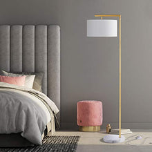 Load image into Gallery viewer, Archiology Floor Lamp - Gold Floor Lamp with Marble Base & White Linen Drum Shade ,Modern Floor Lamps for Living Room,Bedrooms, Study Room and Office (62.2’’)
