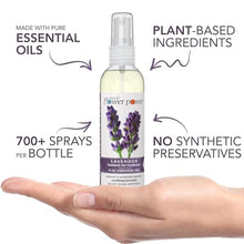 Load image into Gallery viewer, Natural Flower Power Air Freshener Spray | Lavender 4 Fl Oz | Pack of 3 | Scented w/ Pure Essential Oils | Non-Aerosol Plant-Based Odor Eliminator | Room, Linen, or Car Spray| Cruelty-Free & Vegan