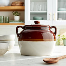 Load image into Gallery viewer, R&M International Traditional Style 4.5-Quart Large Ceramic Bean Pot with Lid, Brown
