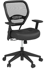 Load image into Gallery viewer, SPACE Seating Professional AirGrid Dark Back and Padded Black Eco Leather Seat, 2-to-1 Synchro Tilt Control, Adjustable Arms and Tilt Tension with Nylon Base Managers Chair