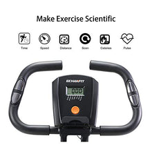 Load image into Gallery viewer, ECHANFIT Indoor Cycling Bike Folding Magnetic Exercise Upright Bike Stationary with 16 Levels Resistance Arm Training Bands and Electronic Display