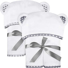 Load image into Gallery viewer, Set of 2 Bamboo Hooded Baby Towels – Large, Luxurious and Ultra Absorbent – 30 x 30 Inch – Soft and Suitable Bamboo Baby Bath Towels for Infants, Toddlers and Kids – 400 GSM for Boys and Girls