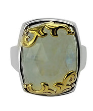 Load image into Gallery viewer, Carillon Rainbow Moonstone Natural Gemstone Cushion Shape 925 Sterling Silver Ring For Women for Men | Size: 4 to 10