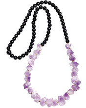 Load image into Gallery viewer, XHUUU Black Obsidian with Drusy Quartz Amethyst Crystal Long Necklaces for Women Healing Crystals and Gemstones Bead Necklace Spiritual Gifts