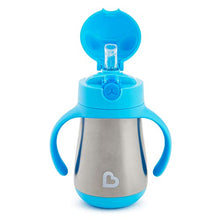 Load image into Gallery viewer, Munchkin Cool Cat Stainless Steel Straw Cup, 8 Ounce, Blue