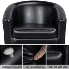 Load image into Gallery viewer, YAHEETECH Accent Chairs Set of 2 Faux Leather Barrel Chair Side Chairs Club Chair for Bedroom Living Reading Room, Black