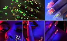 Load image into Gallery viewer, 8 Pack 1988 pcs Luminous Crystal Nail Art Rhinestone Decorations 3D Glitter Diamond Jewelly Glow In The Dark Rhinestone Decorations Nail Art DIY Crafts Phones Clothes Shoes Jewelry Bag (Forest Fairy)