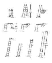 Load image into Gallery viewer, LUISLADDERS Folding Ladder Multi-Purpose Aluminium Extension 7 in 1 Step Heavy Duty Combination EN 131 Standard (12.5 Feet)