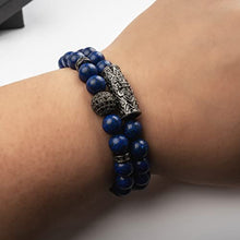 Load image into Gallery viewer, Lapis Lazuli Bracelet, handmade aquamarine Beads Adjustable Stretch Bracelet,Chakra Bracelet,Blue Healing Crystal,Aquamarine Bracelet,mens beaded bracelets,Men's and Women's Gifts (Lapis Lazuli)