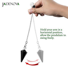 Load image into Gallery viewer, JADENOVA Pendulum Crystal Natural Obsidian Reiki Energy Healing Pendant Necklace for Women Divination Dowsing (Crystal with 2 Chains)