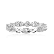 Load image into Gallery viewer, PAVOI 14K White Gold Plated Rings Cubic Zirconia Band | Round Milgrain Eternity Bands | White Gold Rings for Women Size 7