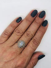 Load image into Gallery viewer, Koral Jewelry Oval Moonstone Ethnic Delicate Ring 925 Sterling Silver Vintage Tribal Gipsy Boho Look (8)
