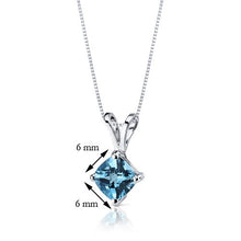 Load image into Gallery viewer, 14 Karat White Gold Cushion Cut 1.00 Carats Swiss Blue Topaz Pendant