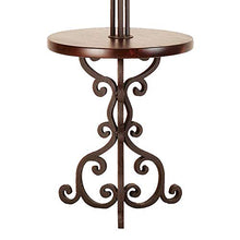 Load image into Gallery viewer, Traditional Floor Lamp with Table Iron Rust Scroll Wooden Off White Flared Bell Shade for Living Room Reading - Franklin Iron Works