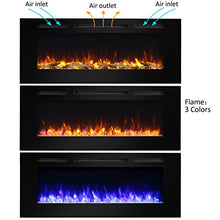 Load image into Gallery viewer, PuraFlame Alice 50 Inches Recessed Electric Fireplace, Wall Mounted for 2 X 6 Stud, Log Set & Crystal, 1500W Heater, Black