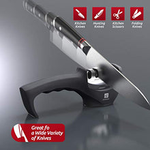 Load image into Gallery viewer, Amesser Handheld Professional Knife Sharpener - 4 Stage sharpeners with Anti·Slip Mat, Quickly Sharpening and Honing Non·Serrated Blades, Suitable for Scissors, Cut Resistant Glove Included (Black)