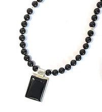Load image into Gallery viewer, Mens Black Onyx and Sterling Silver Pendant Necklace