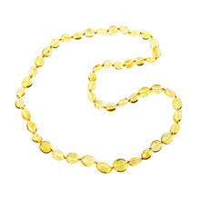 Load image into Gallery viewer, Baltic Amber Necklace for Adults, Genuine Amber Beads, Screw Clasp , Lemon Color Amber (19.7 inch)