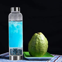 Load image into Gallery viewer, JIC Gem Kyanite Crystal Water Bottle Glass Stainless Steel Gemstone Water Bottles Natural Crystal for Energy and Healing Includes Protective 450ml Travel Elixir Water Bottle