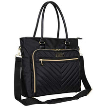 Load image into Gallery viewer, Kenneth Cole Reaction Chelsea Quilted Chevron 15" Laptop & Tablet Business Tote With Removeable Shoulder Strap, Black
