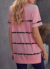 Load image into Gallery viewer, Ecrocoo Women's Plus Size Tops Soft Lightweight Short Sleeve Stripes Color Block Shirts Blouses Tunics,Pink S