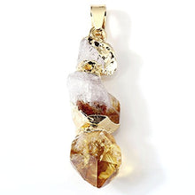 Load image into Gallery viewer, Top Plaza Natural Topaz Crystal Healing Crystal Golden Plated Rodlike Shapeless Pendant Necklace