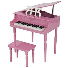 Load image into Gallery viewer, Best Choice Products Kids Classic Wooden 30-Key Mini Grand Piano Musical Instrument Toy w/ Piano Lid, Bench, Foldable Music Rack, Song Book, Note Stickers, Enamel Finish - Pink