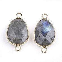 Load image into Gallery viewer, UR URLIFEHALL 20pcs Natural Labradorite Links Connector with Brass Findings Double Loop Faceted Drop Column Connector Pendant for Charms Jewelry Making