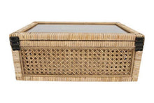Load image into Gallery viewer, Creative Co-Op Woven Rattan Glass Lids & Fir Wood Frame (Set of 2 Sizes) Display Boxes, Beige
