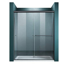 Load image into Gallery viewer, ELEGANT Double Sliding Shower Door 60 in. W x 72 in. H,Semi-Frameless Glass Shower Screen Panel 1/4" Clear Glass Bathroom Doors Bypass Shower Enclosure,Black Hardware