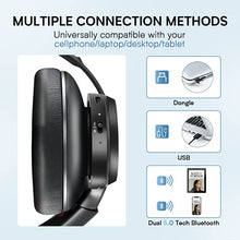 Load image into Gallery viewer, Bluetooth Headset with Microphone, eMeet ENC Noise Cancelling Headphones with 4 Mics, All Day Battery & Comfortable Design PC Headset, Dual-Bluetooth/Dongle/USB Connection for PC/Mac/Tablet/Cell Phone