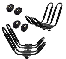 Load image into Gallery viewer, PaddleSports+ Kayak Roof Rack Sets for Cars and SUVs - Two Sets with Straps - Universal Fit Carriers Mount on Crossbars for Easy Travel with Kayaks Canoes Paddleboards and Surfboards
