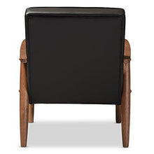 Load image into Gallery viewer, Baxton Studio Sorrento Mid-Century Retro Modern Faux Leather Upholstered Wooden Lounge Chair, Black