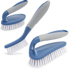 Load image into Gallery viewer, Scrub Brush Set of 3pcs - Cleaning Shower Scrubber with Ergonomic Handle and Durable Bristles - Grout Cleaner Brush - Scrub Brushes for Cleaning Bathroom/Shower/Tile/Kitchen/Floor/Bathtub/Carpet Blue