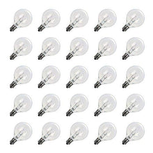 Load image into Gallery viewer, Brightown G40 Clear Light Bulbs Outdoor Light Bulbs Globe E12 Candelabra Screw Base, Incandescent Round Warm Replacement Glass Bulbs for Patio String Lights, 5W 120V, 25 Count (Pack of 1)