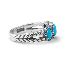 Load image into Gallery viewer, American West Sterling Silver Sleeping Beauty Turquoise Gemstone 3-Stone Friendship Ring Size 5