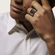 Load image into Gallery viewer, John Hardy Men's Classic Chain Silver Signet Ring with Black Sapphire, Size 10
