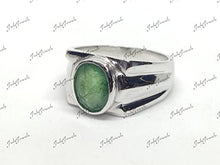 Load image into Gallery viewer, Mens Emerald Band Emerald Astrological Ring 925 Silver Natural Emerald Men Ring 3.20 Ct Emerald Mens Ring Solid Silver Emerald Ring