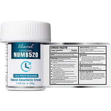 Load image into Gallery viewer, Ebanel 5% Lidocaine Topical Numbing Cream Maximum Strength, 2-Pack of 1.35 Oz, Numb520 Pain Relief Cream Anesthetic Cream Infused with Aloe, Vitamin E, Lecithin, Allantoin, with Child Resistant Cap