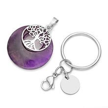 Load image into Gallery viewer, CrystalTears Tree of Life Silver Charms Keychain Amethyst Healing Crystal Chakra Pendant for Womens Mens