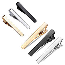 Load image into Gallery viewer, Classic Style Men's Tie Clips, Viaky Neck Ties Necktie Bar Pinch Clip with Gold Silver Black 3 Tone, Best Gifts for Your Father, Lover and Friends in Xmas, Anniversary, Wedding, Party, Meeting