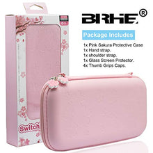 Load image into Gallery viewer, BRHE Cute Switch Case Travel Carrying Bundle Kit Hard Portable Protective Cover Shell Accessories with Glass Screen Protector Thumb Grip Caps for Nintendo Switch (Sakura Pink)
